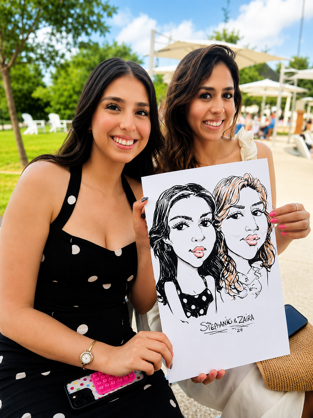 Festival caricature artist drawing guest