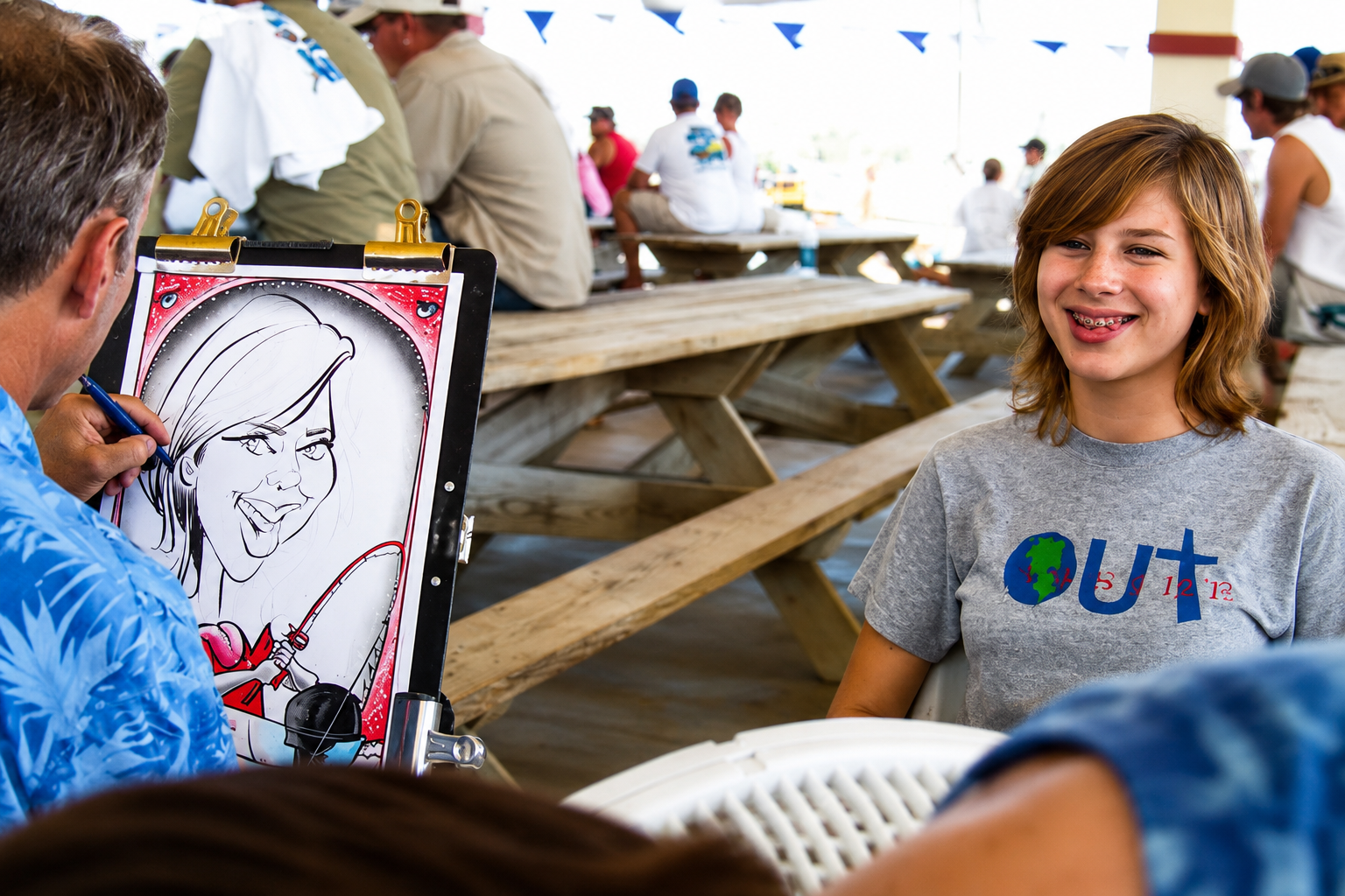 Company picnic caricature artist
